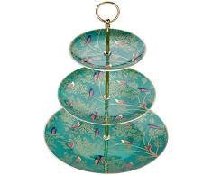 Sara Miller pour Portmeirion Chelsea 3 étages Présentoir à gâteau, en CÉRAMIQUE, Vert, 280 x 280 x 60 cm