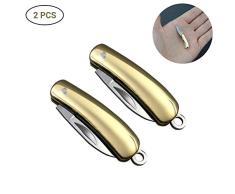 Mallalah Mini Couteau Porte clés de Poche en Acier Inoxydable 2pcs Pliant Couteau de Survie en Plein Air pour Camping