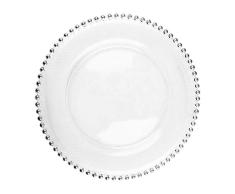 EME sous-Assiette présentation Perles Argent 6 unités en Verre Transparent 33 cm de diamètre. 6 unités.
