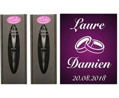 2 Flûtes à Champagne Gravées Modèle Alliances avec 2 Boîtes Cadeaux - Cadeau de Mariage pour Les Mariés - Cadeau Repas de Mariage, Invité au vin dhonneur, Anniversaire de Mariage