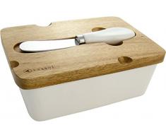 Top Qualité, élégant, Beurrier avec couteau à beurre en porcelaine et fabriqué en bois couvercle