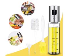 tEEZErshop Oil Spray de Cuisson 4 en 1 pour Huile et vinaigre Rechargeable avec Pinceau à pâtisserie, Brosse à Bouteille et Entonnoir à lhuile dolive pour Barbecue, Salade, Cuisine, pâtisserie
