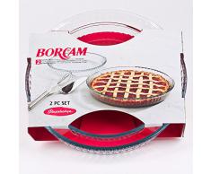 Borcam 1690038 Lot de 2 Plats à Tarte Forme Ronde, Verre, Transparent, 32 x 32 x 5 cm