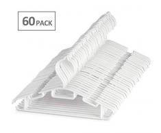 ilauke Lot de 60 Cintres Vêtements de Enfants en Plastique de Stockage Cintres pour la Longueur de 30cm en Blanc avec 5 Chaînes de Cintres en Plastique