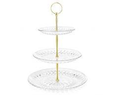 ZWOOS Présentoir à Gâteaux, Détachable Présentoir à gâteaux à 2 Etages ou 3 Niveaux pour apéritif ou Dessert, Cupcakes et gâteaux, Buffet de Bonbons, Plateau de Fruits
