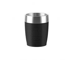 Emsa 514514 TRAVEL CUP tasse isotherme, mug avec couvercle, revêtement silicone, 200ml, Noir