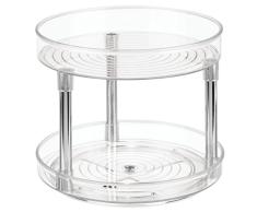 iDesign plateau tournant pour le placard, plateau pivotant en plastique Ã 2 Ã©tages, socle tournant pour Ã©pices et ingrÃ©dients de cuisine, transparent