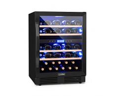 Klarstein Vinovilla Onyx 43 cave à vin, 129l, 43 bouteilles de vin, porte vitrée, unique, éclairage intérieur 3 couleurs, 4 étagères en hêtre, 2 zones de refroidissement avec commandes séparées, noir