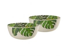BIOZOYG Saladier en Bambou Biologique Set Feuilles I 2X Grand Bol en Bambou Rond 23 x 9.5 cm 2.5 l I Saladier en Bambou écologique, Bol en Bambou en Bois décoratif pour Fruits