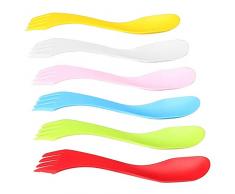 NA Lot de 6 couverts en plastique léger et robuste pour camping, cuillère, fourchette, couteau portable et réutilisable, pour camping, randonnée, extérieur
