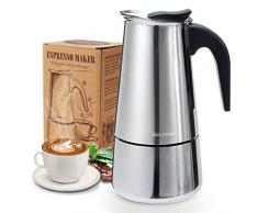 Godmorn Cafetière Italienne, Cafetière Moka en INOX Cafetière à Pression Macchinette 300ml Grande Contenance Compatible avec Plaque à Induction avec Poignée Ergonomique