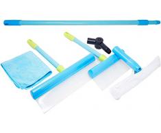 RACLETTE SILICONE - Raclette en silicone manche télescopique pour vitre, véranda, carreau, parre brise (Set complet)