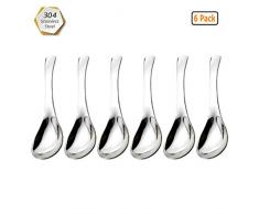 GuDoQi 6 Paquet Cuillère À Soupe 304 Acier Inoxydable Approfondir Épaissir Grande Capacité 5,3 Pouces De Long Cuillère De Table Adapté pour Les Enfants