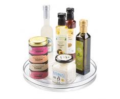 iDesign plateau tournant, grand plateau pivotant en plastique pour Ã©pices et ingrÃ©dients de cuisine, socle tournant pour le placard, transparent