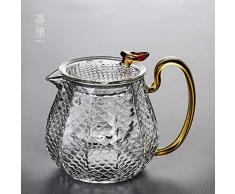 no brand Bouilloire en Verre Bouilloire Martelée Bouilloire Théière Domestique Haute Température Résistant À La Chaleur Kung Fu Flower Tea Set (Plus 4 Tasses)