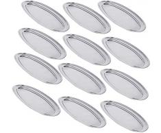 Kosma ensemble de 12 plaques ovales en acier inoxydable | Plateau de service | Plat à viande | Plat de service | Plateau ovale | Plateau | Assiette de riz - 25cm