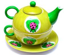 Tea for one set de 3 pièces en porcelaine avec théière et tasse de tasse à théière coccinelle thé