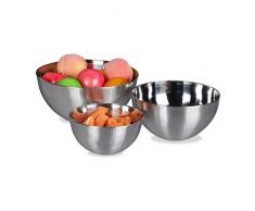 Relaxdays 10024732 Set 3 mélangeurs en INOX, Cuisine Saladier, Bol différentes Tailles Accessoire empilable, argenté