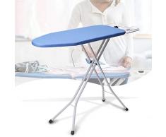 king do way Table à Repasser Pliable, Planche à Repasser Large 110 X 33 X (67-80) cm Hauteur Réglable À 4 Pieds Antidérapants en Métal avec Repose-Fer, Bleu