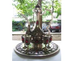 Argent décoratif 4 cups Ruby Table en verre à vin Pichet & Palette de