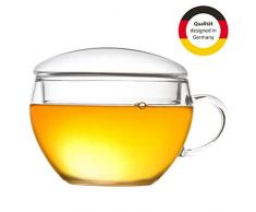 Creano Tasse à Thé Avec Couvercle, Pratique Pour Fior di Thélini ou Sachet de Thé, Latte Macchiato, Café | 200ml