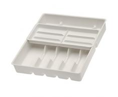 OKT 2053764 Rangement des Couverts 13 compartimens en Blanc, Plastique, 38 x 42,5 x 7,5 cm
