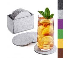 Sidorenko Sous-verres En Feutre Ronds Pour Verres - Set De 10 Sous-verres Avec Boîte I Design Drinks Coasters En Gris Clair Pour Boissons, Tasses, Bar, Verre I Premium Table Coasters