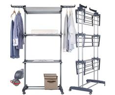 Johgee Étendoir Linge Intérieur sur 3 Niveaux à 4 Roues de Frein de Stationnement（plastique ABS）Tubes en Acier Inoxydable Charge Max: 38 KG Grand Capacité Taille 172 x 72 x 50cm