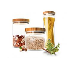 sendez 3 boîtes de conservation avec couvercle boîte de rangement boîte de conservation Verre Bocaux de conservation 2,1 l + 1,2 L + Set de 0,6 L