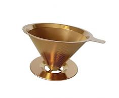 Sharplace Filtre Permanent à Café Passoire Conique Réutilisable sans Papier en Acier Inoxydable 125mm Doré
