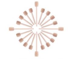 ANSUG Paquet de 20 Mini cuillères à Miel en Bois, bâtonnets de uillère à Miel en Bois Barre dagitation au Miel avec Un Sac pour la Distribution de Pots de Miel