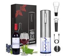 Anpro Tire Bouchon Electrique 5 en 1 sans-Fil Ouvre-Bouteille Automatique Coupe-Capsule Chargeur USB Verseur-Aérateur Bouchon à Vide pour Fête Pères Noël Amateurs de Vins Oenologie(comme Vidéo)