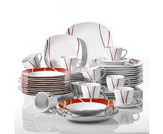 MALACASA, Série Felisa, 60pcs Services de Table Complets Porcelaine, 12 Tasses, 12 sous-Tasses, 12 Assiettes à Dessert,12 Assiettes à Soupe Creuse, 12 Assiettes Plates Plat pour 12 Personnes