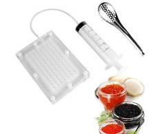 Caviar Maker Box, Spherification Dropper Kit De Gastronomie Moléculaire 96 Trous Distributeur De Sauce Aux Oeufs Passoire Outils Avec Cuillère Et Seringue