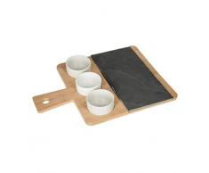 SERVICE APERITIF 4 PCS PLATEAU COUPELLE 35.5 X 26 CM ARDOISE BAMBOU