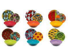 Excelsa Afrika Service de Table 18 piÃ¨ces, Porcelaine et cÃ©ramique, Multicolore