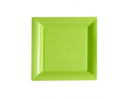 Assiette carrée plastique 18 x 18 cm ( lot de 12 ) - tilleul