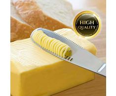 SmartHitech 1Pcs Couteau à Tartiner à Beurre en Acier Inoxydable, 3 en 1 Trancheuse à Tartiner et Couteau à Beurre avec Bord Dentelé