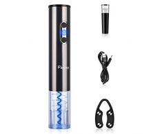 Flauno Tire Bouchon Électrique Rechargeable, Ouvre-Bouteille Automatique avec Coupe-Capsule, Bouchon à Vin Vide dair et Câble de Recharge USB