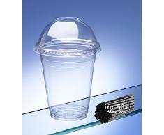 Avenue de Smoothie Tasses avec couvercles de dôme avec pailles. Capacité 340,2 gram/340 ml (lot de 50). Idéal pour les boissons glacé, jus de fruits, cafés et Milkshakes.