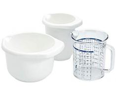 Emsa 2158031000 SUPERLINE set de pâtisserie, 3 pièces, Bol à mixer, Pot mixeur, Pichet mesureur, blanc