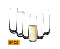Amisglass Verres à Jus et Soda, Verres à Champagne Gobelets Cristals de 6 Pcs sans Plomb, Verres à Cognac Collection Avant-Garde, Parfait à la Maison, Idéal comme Cadeau - 300ML