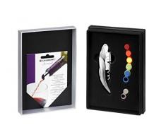 Le Creuset, Coffret Sommelier Double Levier, 5 Feuilles Anti-Gouttes, 6 Marque-verres, GS142