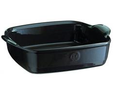 Emile Henry EH792050 Plat à Four Carré Céramique Noir Fusain 28 X 23 X 7,5 cm