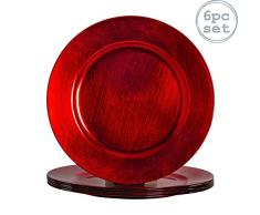 Argon Tableware Assiettes de présentation Rouge à Mettre sous Vos Assiettes - Ensemble de 6 pièces