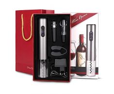 HALOVIE Tire Bouchon Électrique Rechargeable avec Verseur à vin Bouchons à Vide et Coupe-Papier Ouvre Bouteille Automatique de Vin Professionnel pour Tous Les Amateurs de Vins et d’oenologie