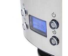 H.Koenig Cafetière Programmable à filtre Inox 1,5L (12 tasses) MG30, 1000W Carafe en Verre Gradué, Système Anti-Gouttes, Maintien au chaud, Ecran LDC, Arrêt automatique, Porte-filtre amovible lavable