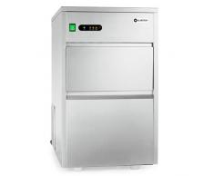 KLARSTEIN Powericer XXL Machine à Glace Industrielle - Machine à glaçons, 25 kg / 24 h, 160 w, 6 kg, Pelle, système de Tubes, LED, Neutre au goût, INOX, Classe Climatique St, Argent