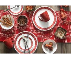 Corelle 1103061 Livingware Service de Table Décor Bandhani pour 4 personnes Verre Rouge Lot de 16