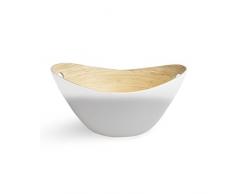 Black Velvet Studio Saladier Antibes Couleur Gris violacé Brillant Ovale Bambou 15 x 25 x 30 cm